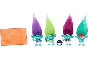 Mattel DreamWorks Trolls Band Together BroZone On Tour Set with 5 Small Dolls & Tape Cassette Stand, Collectible Toy Inspired by the Movie