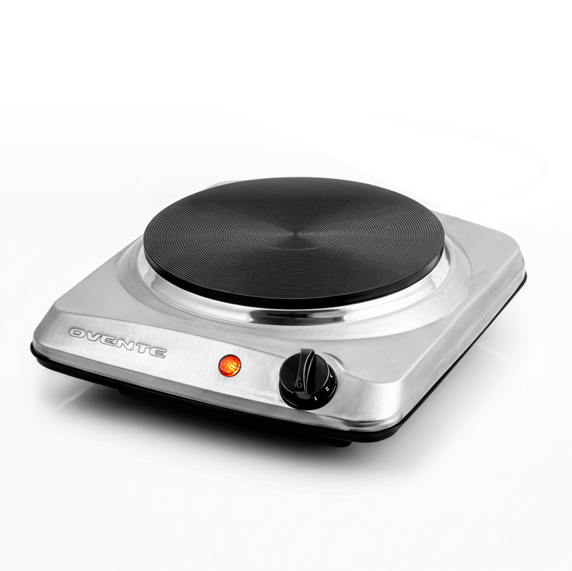 Photo 1 of ***USED**
OVENTE Electric Countertop Single Burner, 1000W Cooktop with 7.25 Inch Cast Iron Hot Plate, 5 Level Temperature Control, Compact Cooking Stove and Easy to Clean Stainless Steel Base, Silver BGS101S