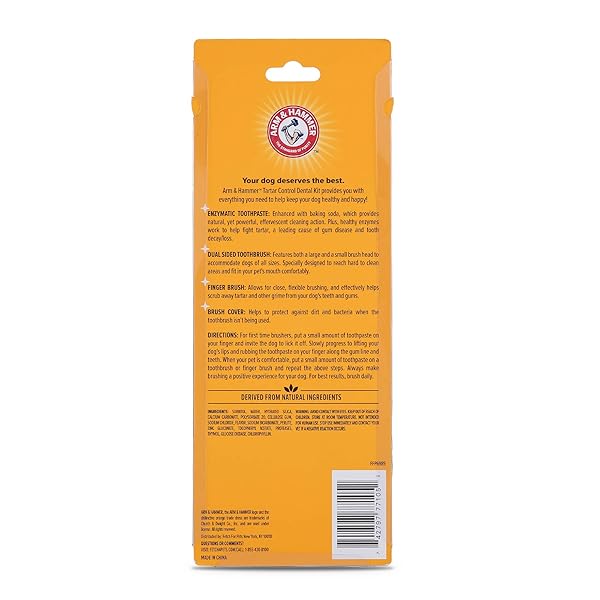 ARM & HAMMER FOR PETS TARTAR CONTROL KIT FOR DOGS CONTAINS TOOTHPASTE, TOOTHBRUSH & FINGERBRUSH REDUCES PLAQUE & TARTAR BUILDUP, 3-PIECE KIT, BANANA MINT FLAVOR (PACK OF 1)