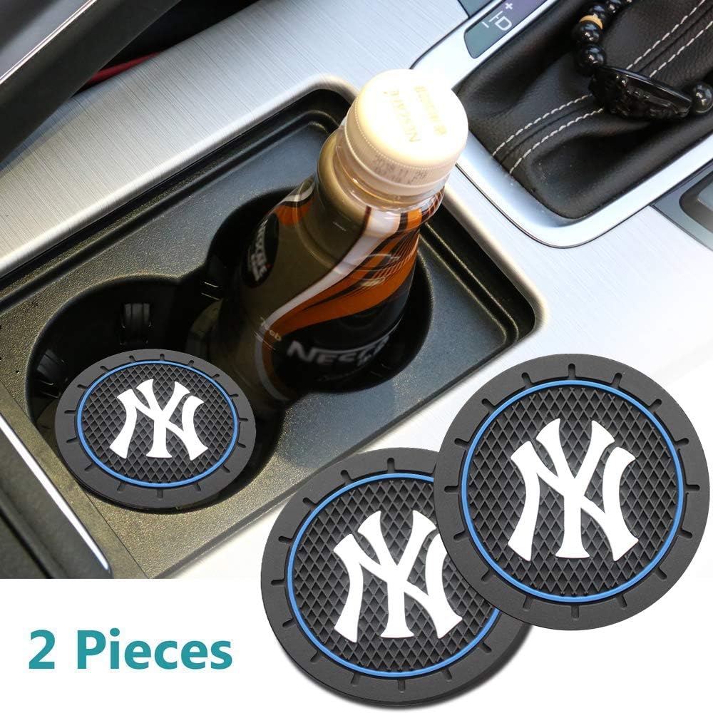 License plate frameX 2Pcs Durable Non-Slip Silicone New York NY Logo Cup Holder mat,Auto Cup Holder Insert Coaster pad(NY 2.8in)