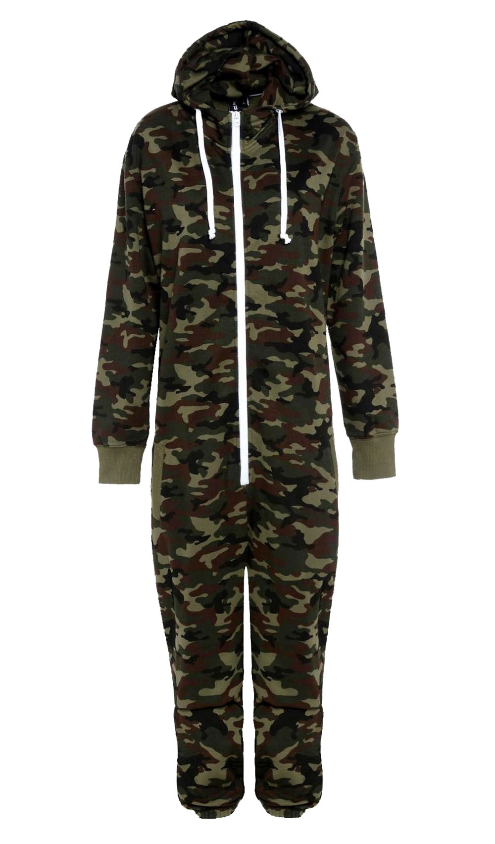 Zaif & Hari Mens Camo Camouflage Onesie Hooded Zip Onesies Playsuit All in One Piece Jumpsuit Nouvelle Adult Onesie S M L XL