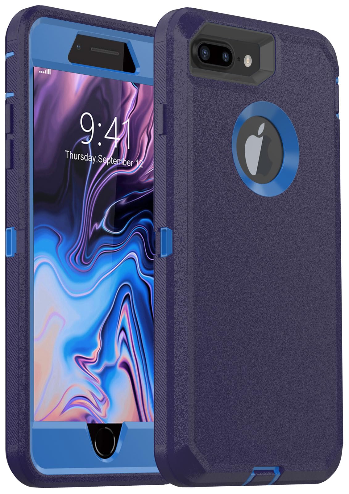 Photo 1 of Riosicor for iPhone 8 Plus Case/iPhone 7 Plus Case, Heavy Duty Dropproof Shockproof Case for iPhone 8/7 Plus 5.5" (Navy Blue)