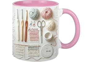 Love Crocheting - Personalized Accent Mug,Custom Yarn Hooks Knitting Tools Drinking Cup with Names,Customized Crochet Coffee 