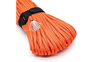 PSKOOK Survival Paracord Parachute Fire Cord Survival Ropes Red Tinder Cord PE Fishing Line Cotton Thread 7 Strands Outdoor 20, 25, 100 Feet