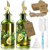 EJGIEGSO Olive Oil Dispenser Bottle for Kitchen, 12oz/350ml Extra Thick Glass Oil and Vinegar Cruet with Stainless Steel Pourer, Funnel &amp; Cleaning Brush, Premium Oil Dispenser Set (Avocado)
