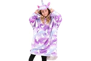 FZOSM Unicorn Wearable Blanket Hoodie for Girls Unicorn Oversized Hoodie for Kids