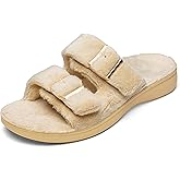 SOLLBEAM Womens Plantar Fasciitis Women's Fuzzy House Orthopedic Slippers Open Toe Orthopedic Arch Support Orthotic Heel Cup sandals Indoor Outdoor