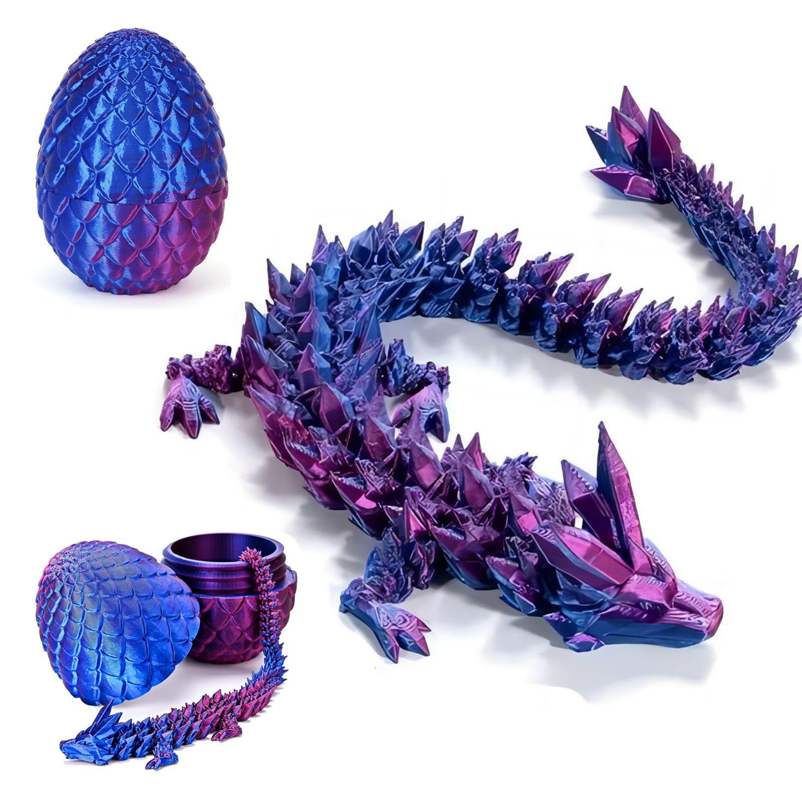 3D Printed Dragon Set - Gemstone Toy Decoration Handwork Colorful Decorative Creative for Home Office Desk