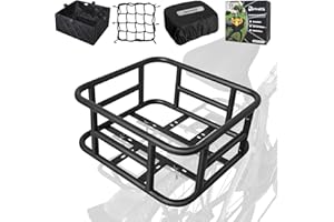 RAYMACE Rear Rack Bike Basket with Cargo Net and Liner Large Bicycle Basket Perfect Mount for Electric Bike