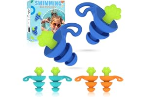 WOOTRIP Ear Plugs for Swimming Kids, 3 Pairs Waterproof & Reusable Swim Ear Plugs for Kids 3-6 Years-Includes Carrying Case for Swimming, Water Sports-S Size (Blue/Cyan/Orange)