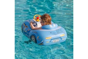 FREE SWIMMING BABY Swimbobo Toddler Pool Float with Seat Boat Inflatable Ride-on Car for Kids Outdoor Toys