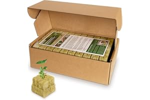Jowlawn 1" Rockwool Cubes for Hydroponics - (200 Plugs in Total) 4 Sheets Rockwool Grow Cubes for Rooting, Cuttings, Clone Plants, Starting Seeds, Ideal Rockwool for Hydroponic Growing