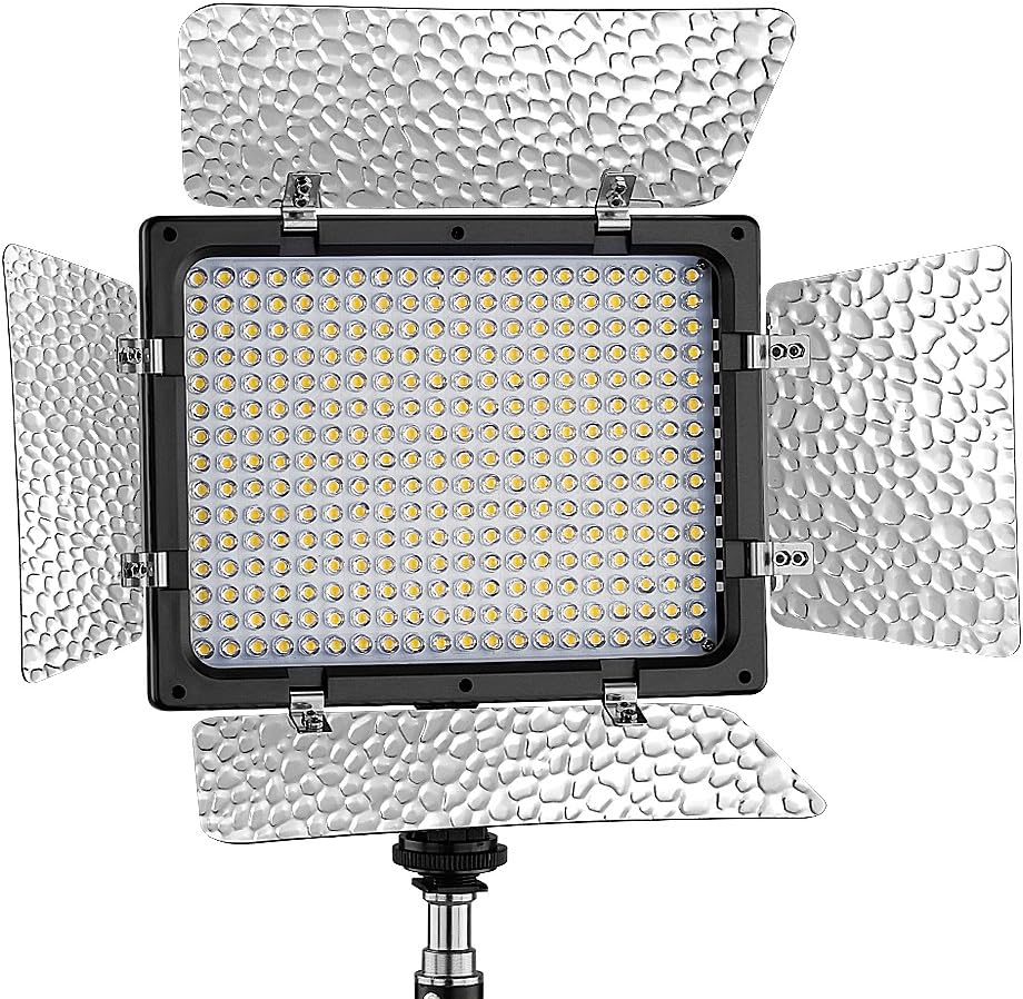 ONNEW W300 LED Photo Studio 6000K Barndoor Light Continuous Output Lighting Panel Video Light with Filters for Sony,Canon,Panasonic,Hitachi,Samsung and Other Digital Cameras