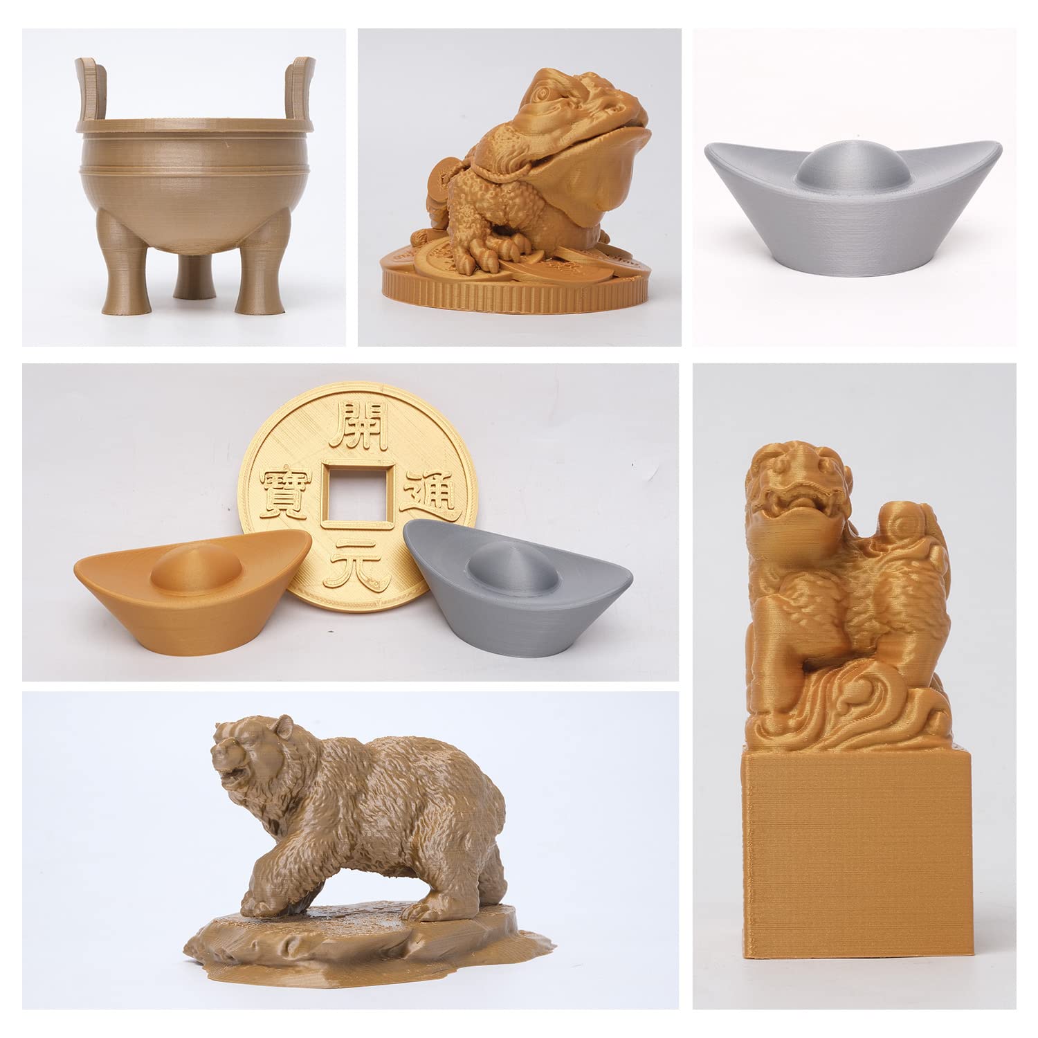 eSUN Metall PLA Filament 1.75mm, Metallisches Sprühfrei 3D Drucker Filament PLA, Maßgenauigkeit +/- 0.05mm, 1KG Spule (2.2 LBS) 3D Druck Filament für 3D Drucker, Bronze 6