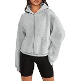 Micticsi Womens Zip Up Hoodies Long Sleeve Sweatshirts Fleece Hooded Jacket Fall Outfits Clothes 2024