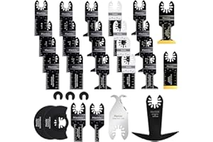 Hanida 31 Pcs Oscillating Tool Blades Metal, Titanium Oscillating Saw Blades, Multitool Blades Kit for Wood Plastics, Oscillating Multitool Hook Knife Blades, Drywall Blade Fit Dewalt, Bosch, Ryobi
