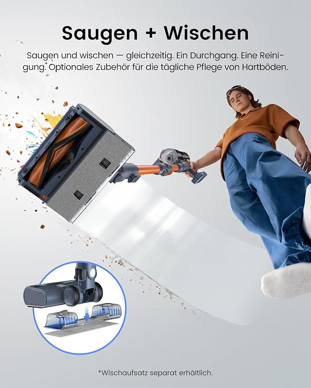 Akku Staubsauger Kabellos 70kPa/80Min mit Ladestation & Knickrohr
