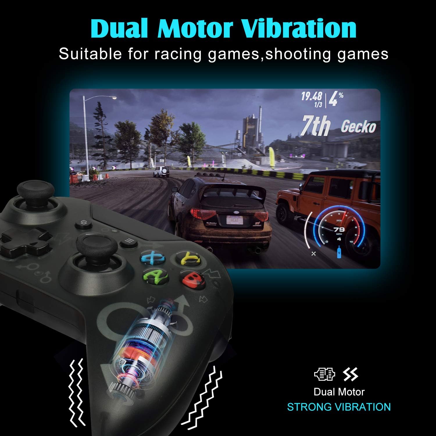 [2020 Newest Version] Xbox One Wireless Controller, W&O Wireless PC Gamepad with 2.4GHZ Wireless Adapter, Compatible with Xbox One/One S/One X/P3 Host/Windows 7/8/10 (Black): Computers & Accessories