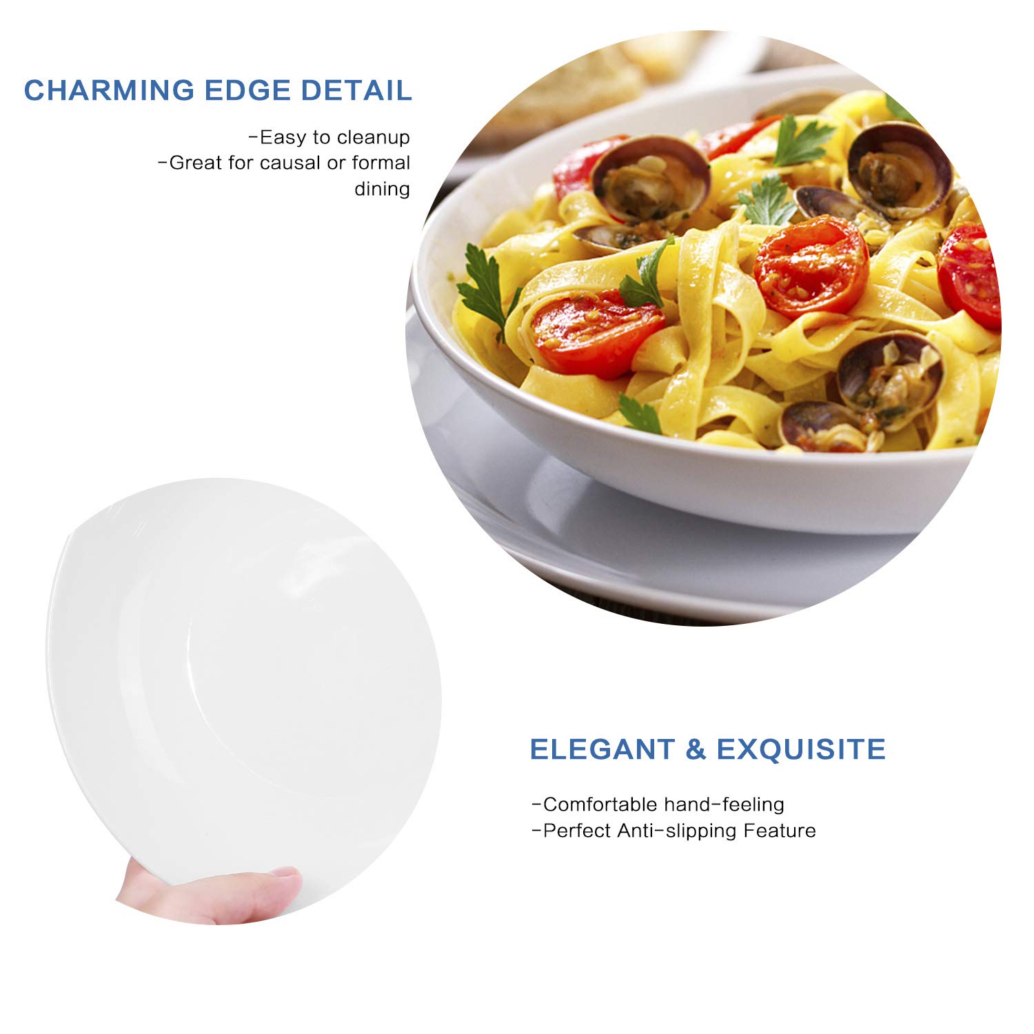 Alt-Gt Porcelain Dinner Plates Set of 4, Bread and Butter Pates, 8 inch Pasta Plates Dinnerware Set for Salad/Desser