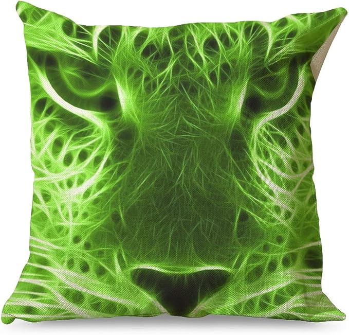 HoodBA Decorative Throw Pillow Covers Green Leopard Animal Print Cotton