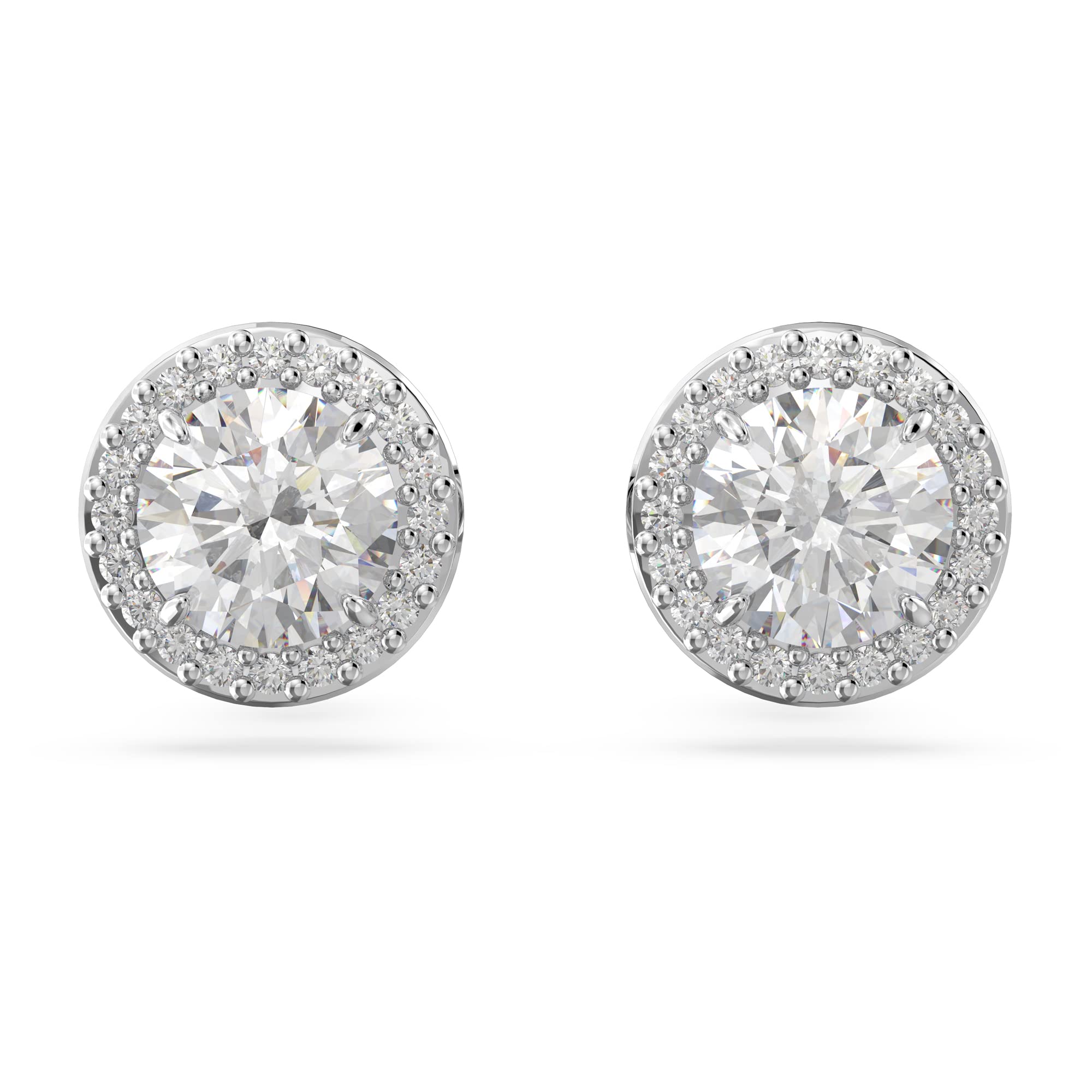 Swarovski Constella Stud Earrings, White Round Cut Crystals in a Rhodium Plated Setting, from the Constella Collection