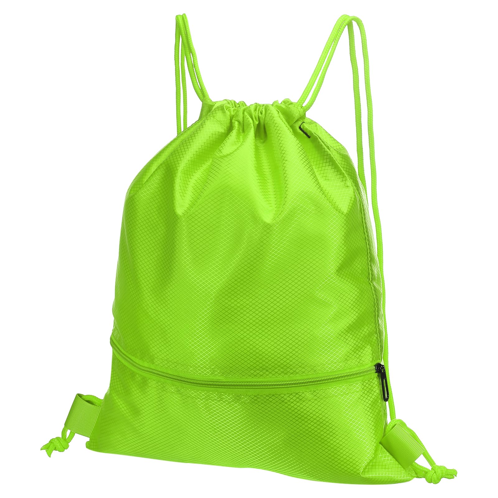 PATIKIL Drawstring Backpack Bag, Drawstring Gym Bag String Backpack with Zip Pocket for Women Men, Green