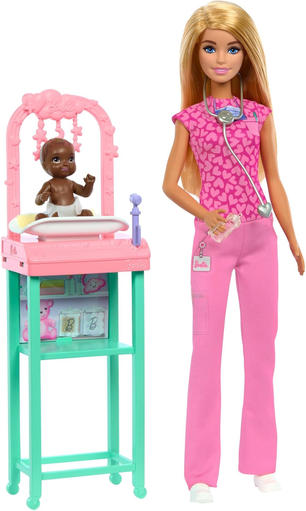 Barbie Baby Doctor Doll with Blonde Scrubs & Baby Patient Set JCR72