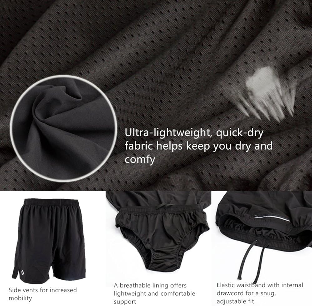 Naviskin Men's 5" Quick Dry Running Shorts Workout Athletic Outdoor Shorts Zip Pocket : Clothing