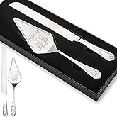 Nagpew Wedding Cake Cutting Set, Stainless Steel Cake Knife and Server | Heart-shaped Silver Vintage Pizza Cutter and Serving Spatula for Wedding, Anniversary, Engagement, Birthday, Party