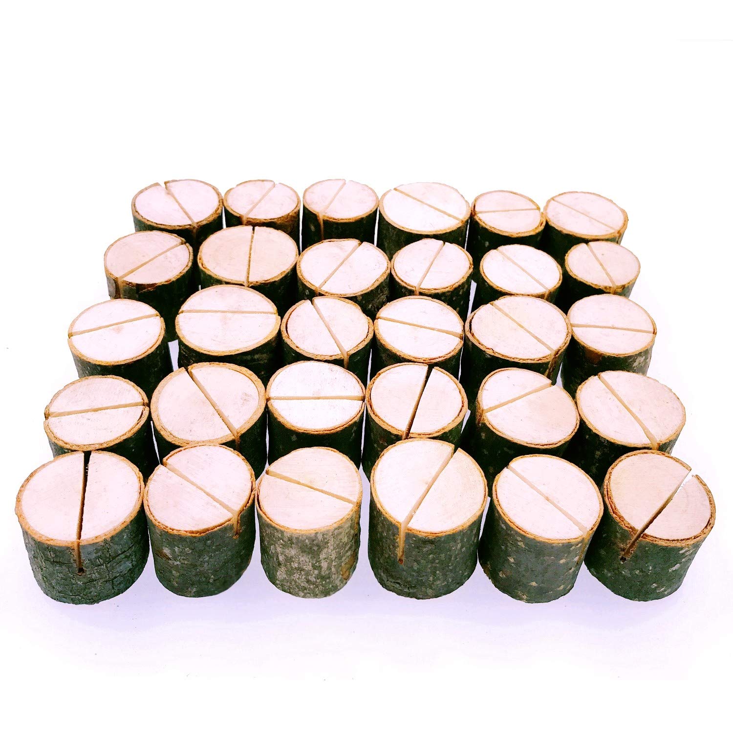 JZK 30 x Real wood wedding table number holders name card photo memo place card holder stand for rustic theme wedding Christmas birthday garden BBQ party