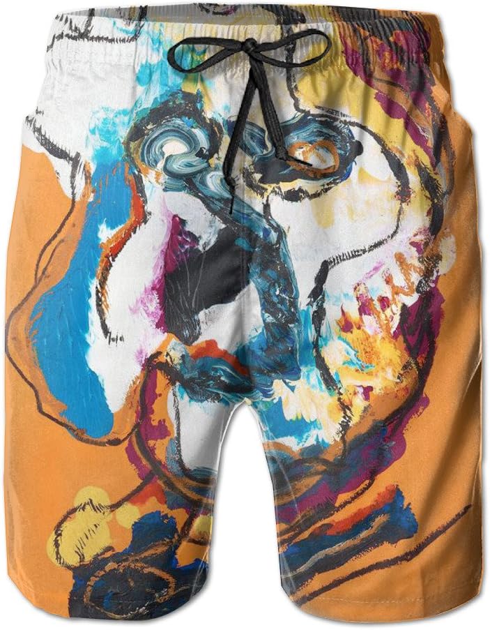 Men Trendy Beach Shorts Swim Trunks/Creative Abstract