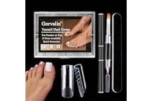 GORVALIN Poly Gel Toe Nail Form Kit - 120 Pcs Reusable Dual Toe Molds for Acrylic Extensions and Pedicure | Full Cover Nail Tips with Dual-Ended Gel Brush and Nail File | At-Home or Professional Use