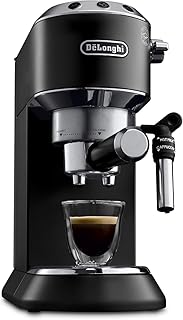 De'Longhi Dedica Style EC 685.BK Espresso Siebträgermaschine, Espressomaschine mit Professioneller Milchschaumdüse, nur 15 cm breit, 1 Liter Wassertank, Vollmetallgehäuse, E.S.E Pads geeignet, schwarz