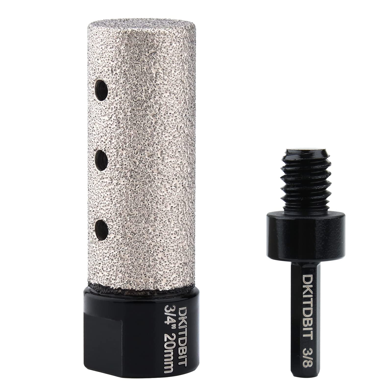 Photo 1 of Diamond Coated Finger Bit, 3/4" Tile Milling Bit to Enlarge Grind Polish Shape Holes on Porcelain Ceramic Marble Granite Tile Countertop, with 5/8-11 Thread to 3/8" Hex Shank Adapter, Diameter 20mm