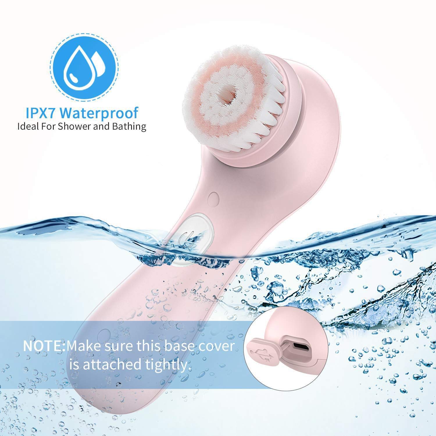 Liberex RF100 Facial Cleansing Brush - IPX7 Waterproof with 2 Brush Heads, USB Charging, Spin Face Brush for Deep Cleansing, Gentle Exfoliating and Massaging: Beauty