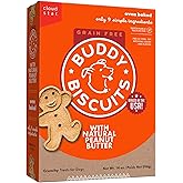 Cloud Star Grain Free Oven Baked Buddy Biscuits Dog Treats, Homestyle Peanut Butter, 14-Ounce