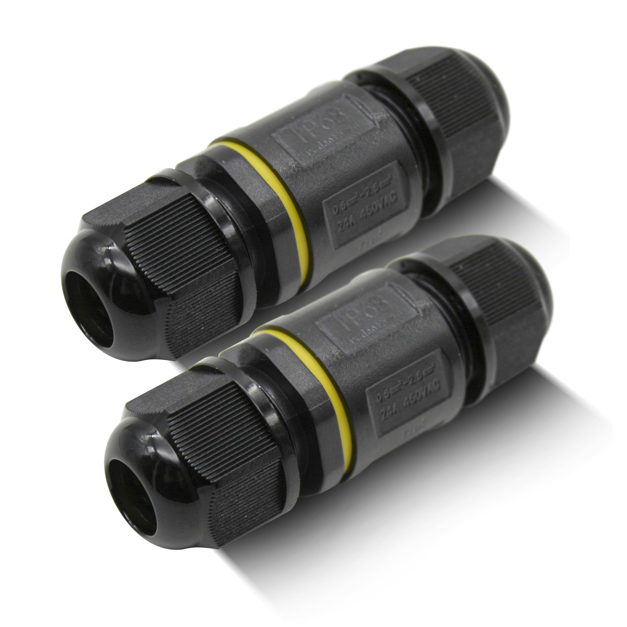 DOJA Barcelona Waterproof Cable Connectors, Pack of 2, IP68 Waterproof Electrical Junction Box, 70 x 24 mm, Electrical Quick Connectors, 3 Contacts, for Waterproof Electric Outdoor Box