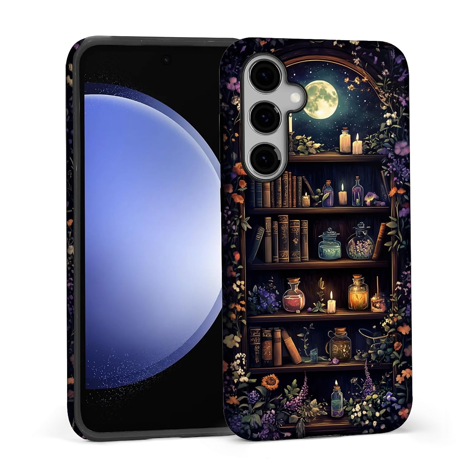 Akinmi Case for Samsung Galaxy S23 FE,Moonlight Bookcase Exquisitely Pattern Double Protective Phone Cover Cases Soft Silicone for Samsung Galaxy S23 FE