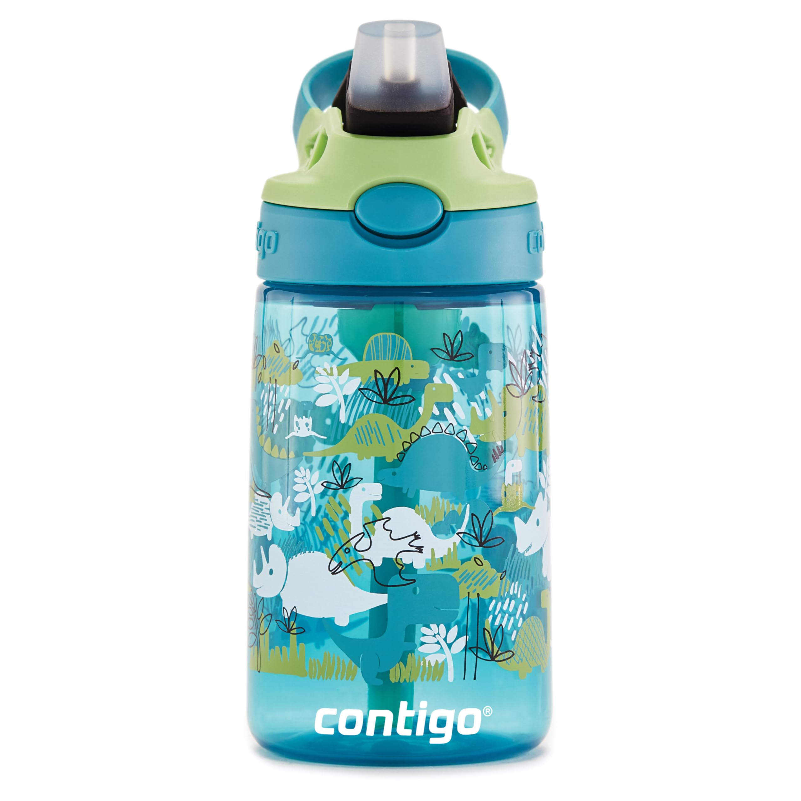 Contigo Kids Water Bottle Easy Clean Autospout with Straw, BPA-free stainless steel drinking bottle, 100% leak-proof, easy to clean, ideal for daycare, Dinoboy