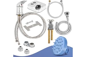 LukLoy Shampoo Bowl Sprayer Hose Replacement with Faucet Vacuum Breaker Kit Hair Shampoo Brush, 1/4" Nut Professional Salon Sink Stainless Steel Hose for Sink Bed