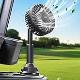A2C Golf Cart Fan Rechargeable, Cup Holder Base Battery Operated Cooling Fan, 3 Speeds Powerful Airflow Compatible with EZGO, Club Car, Yamaha, 360° Rotatable Golf Cart Accessories