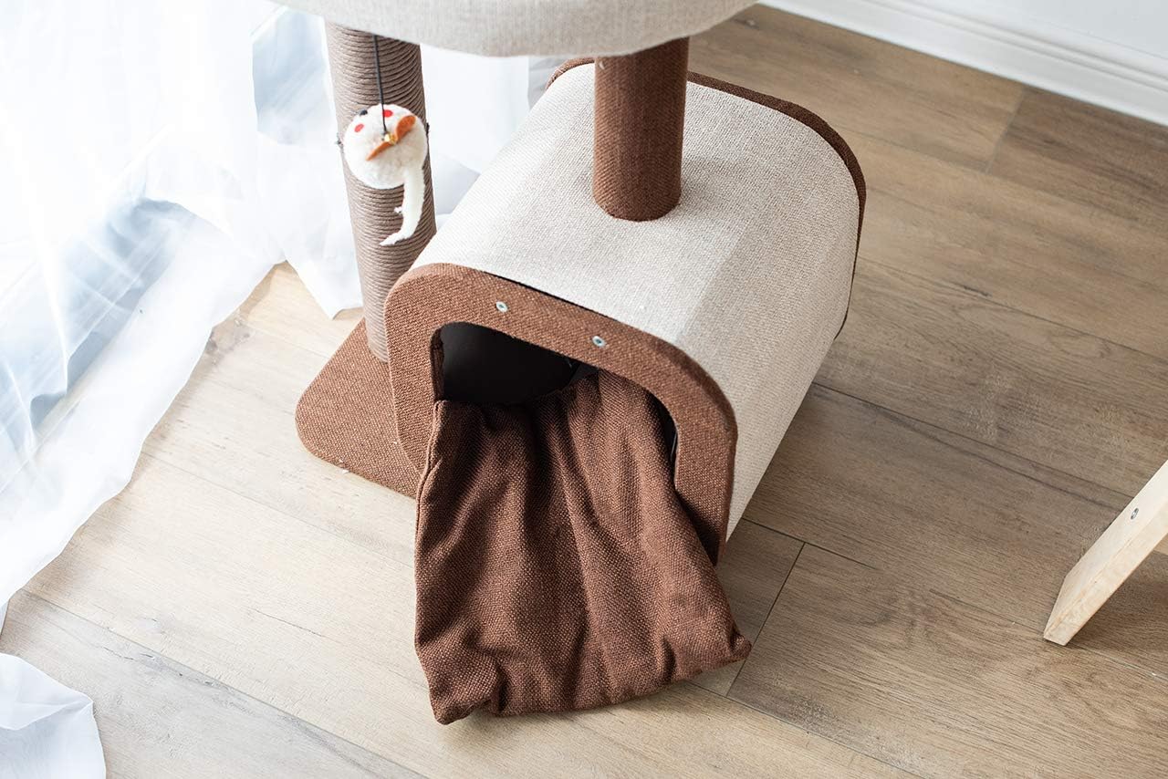Catry, Cat Tree Condo with Paper Rope Covered Scratching Post Activity Center for Climbing Relaxing and Playing Natural Jute Fiber Pet Stand : Pet Supplies