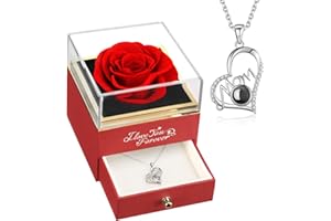 NEWNOVE Preserved Red Real Rose with Mom Necklace - Birthday Gifts for Mom, Eternal Flowers Gifts for Mom at Christmas, Mothers Day- Best Presents for Moms