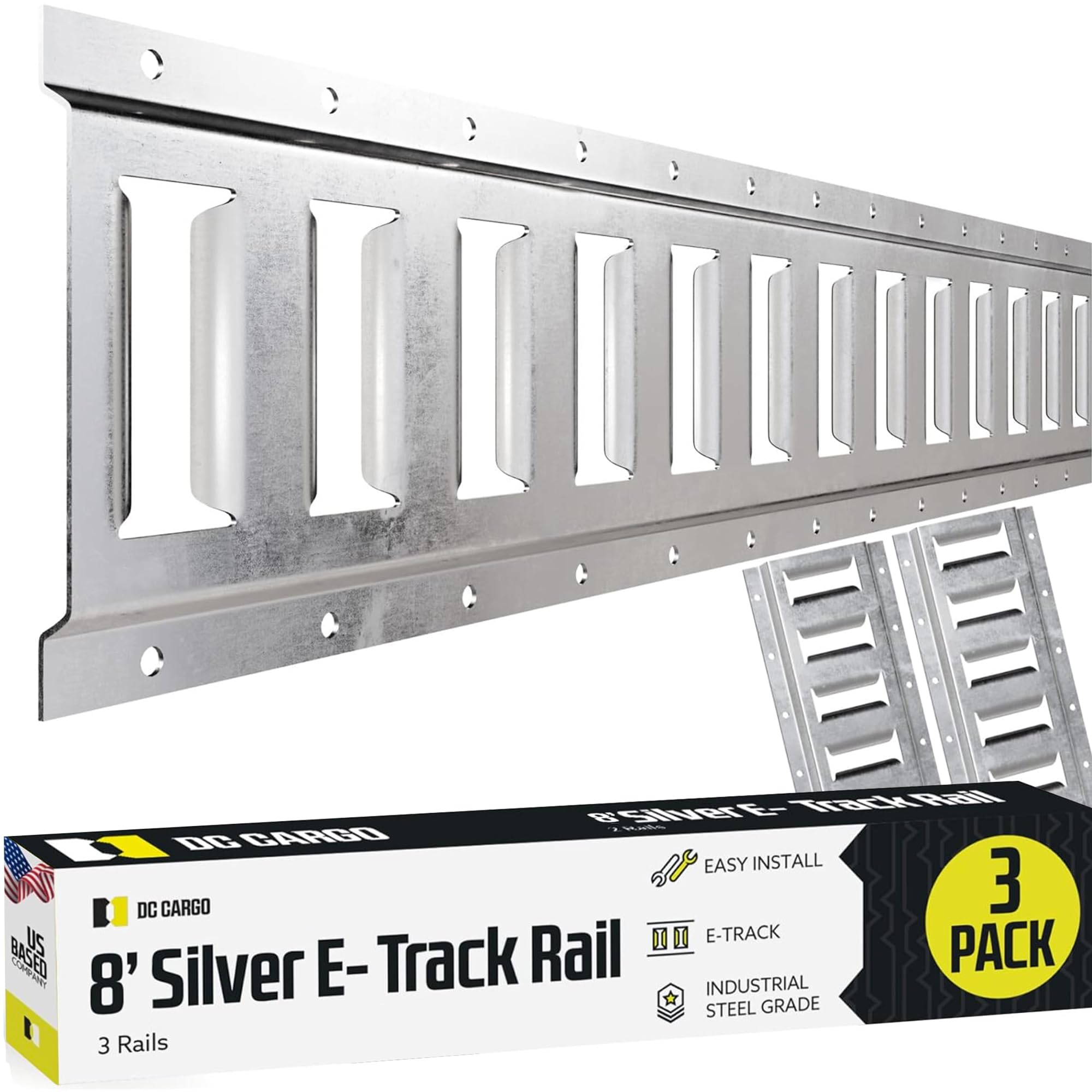 Axle Strap DC Cargo Mall 2Pk E Track Tie-Down Rail, Zinc-Coated 12 Gauge Steel Utv Tie Down Straps