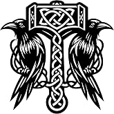 thumbnail image 2 of Mjolnir Viking Hammer Vinyl Decal – Norse Dragons Die Cut Sticker (V2) 2 of 6