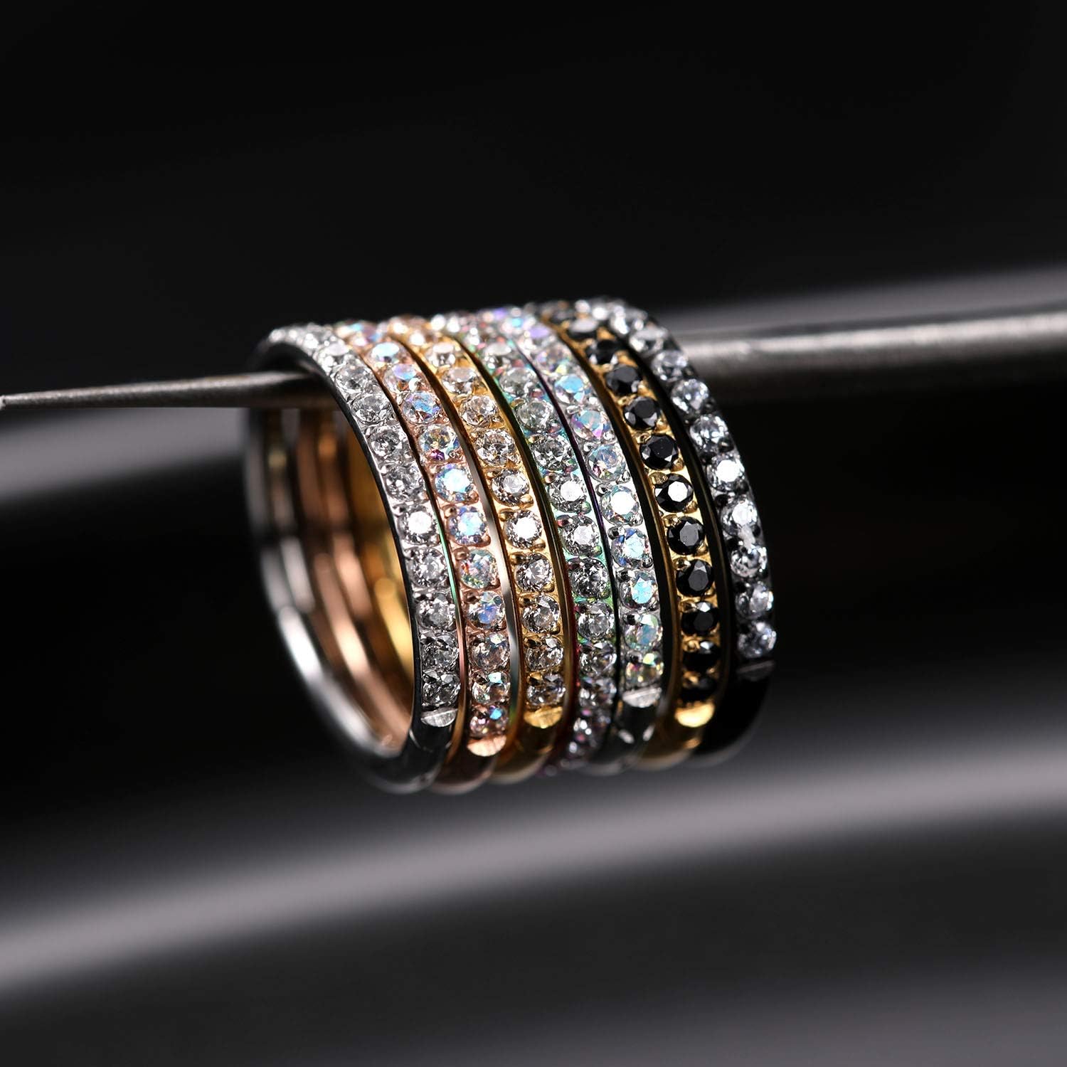 hengkaixuan 16G CZ Nose Rings Septum Clicker 316L Surgical Steel Segment Helix Cartilage Earrings Hoop Daith Piercing Jewellery (Silver - Image 5