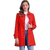 Allegra K Women's Winter Outerwear Overcoat Peter Pan Collar Mid-thigh A-line Single Breasted Pea Coat