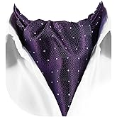 HISDERN Ascot Tie Mens Cravat Ties Floral Paisley Polka Dot Jacquard Self Ascots Cravat Scarf Wedding Party