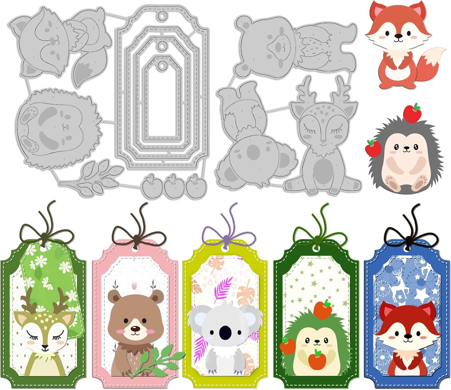 INFUNLY Animal Tag Die Cut for Card Making Bookmarks Label Cutting Dies Frame Metal Cutting Die Embossing Stencils Template for DIY Scrapbooking Tags Decorative Mother's Day