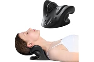 Fanlecy Neck and Shoulder Relaxer, Neck Cervical Traction Device Neck Stretcher for TMJ Headache Neck Pain Relief and Cervical Spine Alignment Chiropractic Pillow Relieve Muscle Tension (Black)